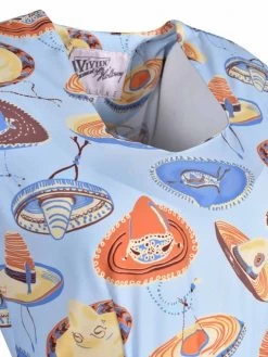 Gloria 1940s Dress Sombrero Large Sky -Chic Apparel Shop gloria 1940s dress sombrero large sky p5051 22106 medium