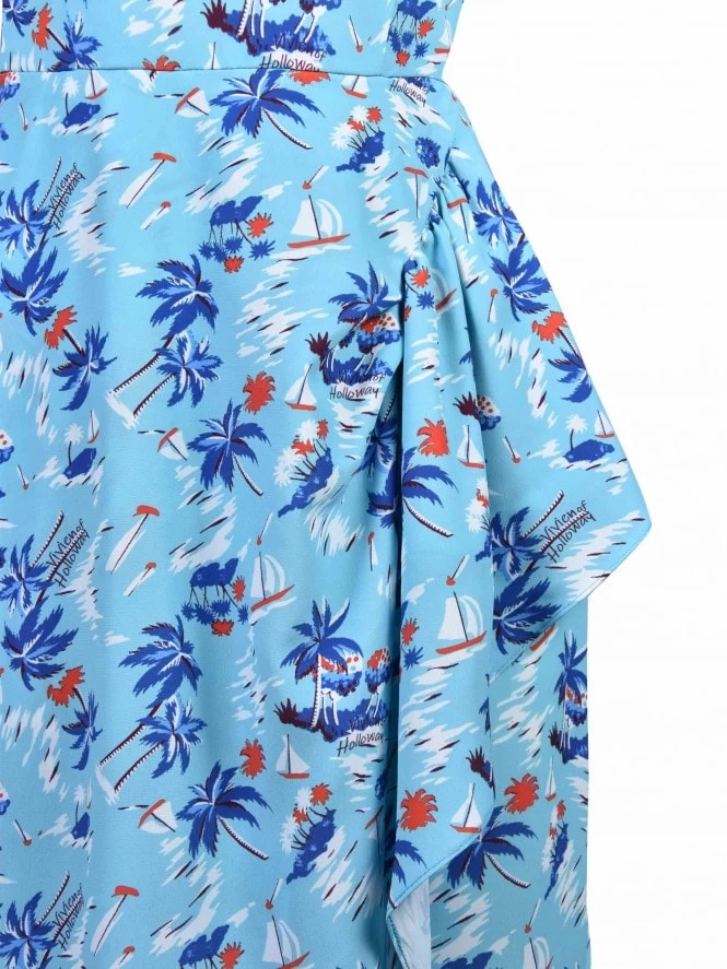 Gloria 1940s Dress Tahiti Sky 6 Gloria 1940s Dress Tahiti Sky - Image 4