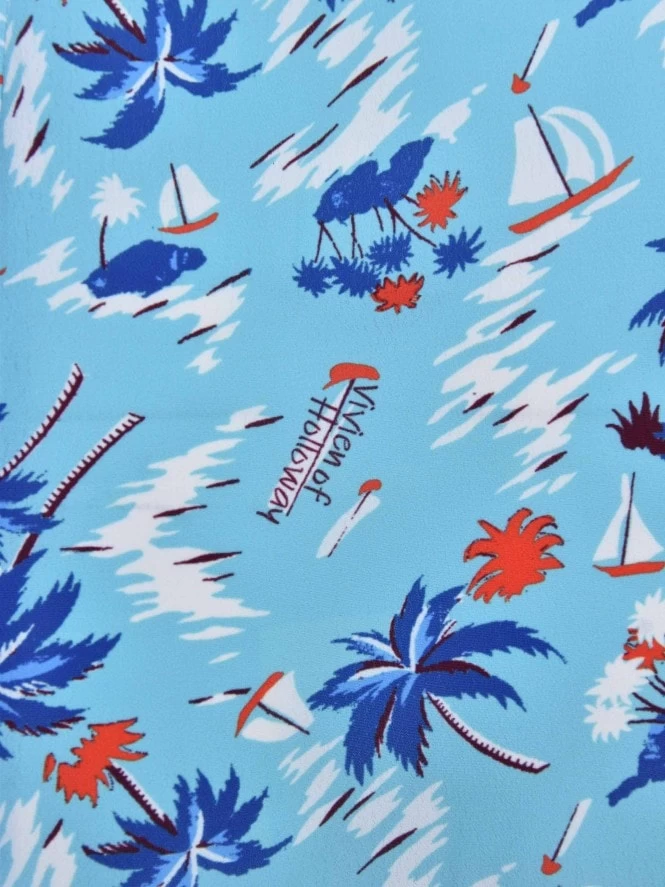 Gloria 1940s Dress Tahiti Sky 10 Gloria 1940s Dress Tahiti Sky - Image 8