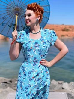 Gloria 1940s Dress Tahiti Sky 11 Gloria 1940s Dress Tahiti Sky -Chic Apparel Shop gloria 1940s dress tahiti sky p5053 22730 medium