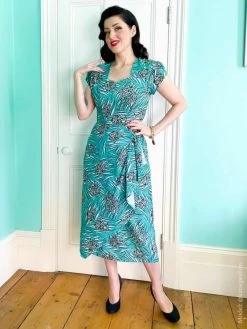 Gloria 1940s Dress Tiger Fish Ocean