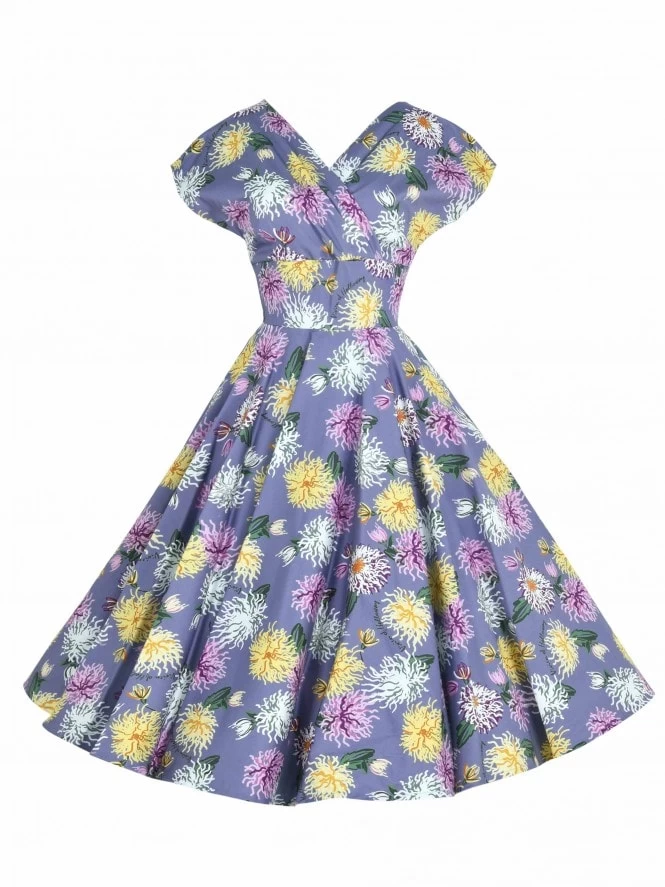 Grace Chrysanthemum Lilac Sateen Dress 8 Grace Chrysanthemum Lilac Sateen Dress - Image 6