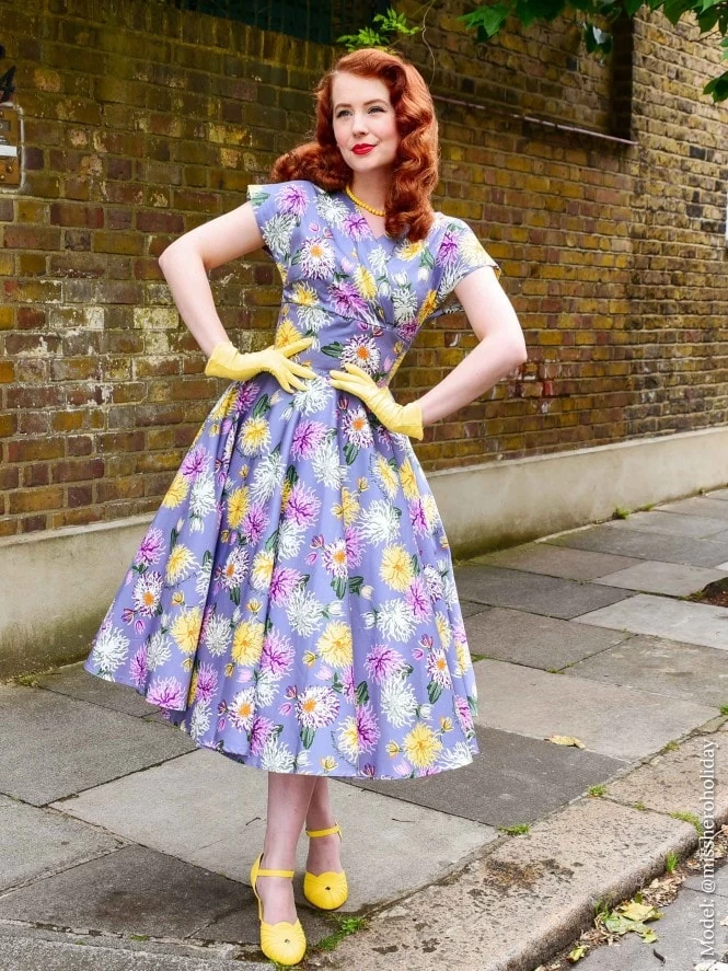 Grace Chrysanthemum Lilac Sateen Dress 3 Grace Chrysanthemum Lilac Sateen Dress