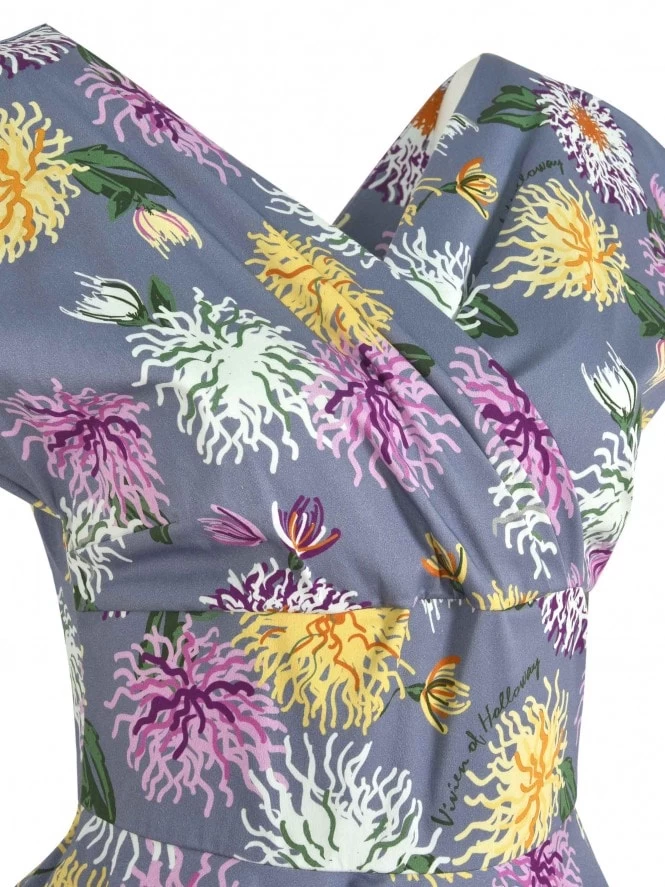 Grace Chrysanthemum Lilac Sateen Dress 7 Grace Chrysanthemum Lilac Sateen Dress - Image 5