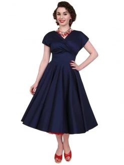 Grace Navy Sateen Dress