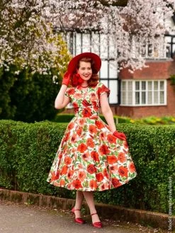 Grace Roses In Bloom Red Dress