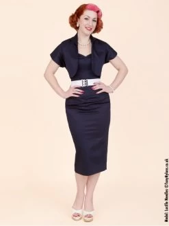 Halterneck Pencil Navy Sateen Dress -Chic Apparel Shop halterneck pencil navy sateen dress p190 6089 medium