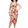 Halterneck Pencil Roses In Bloom Red Dress