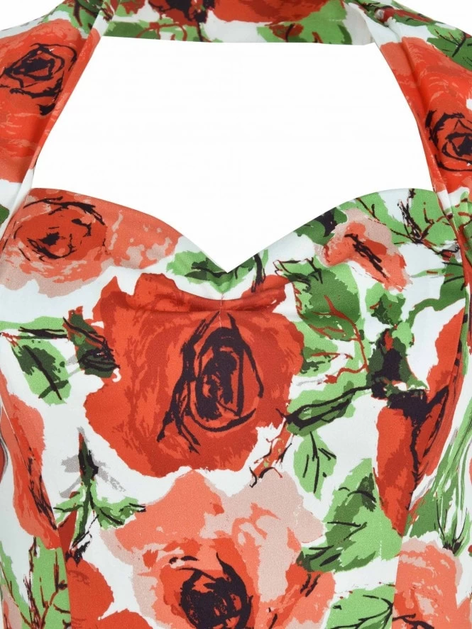 Halterneck Pencil Roses In Bloom Red Dress 5 Halterneck Pencil Roses In Bloom Red Dress - Image 3