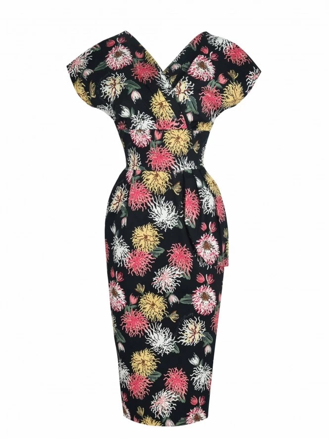 Jezebel Black Chrysanthemum Dress 5 Jezebel Black Chrysanthemum Dress - Image 3