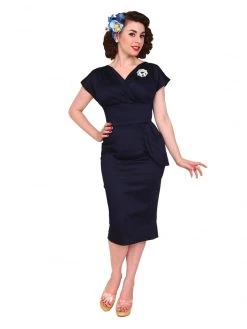 Jezebel Navy Sateen Dress