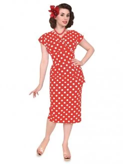 Jezebel Red White Polka Dot Dress