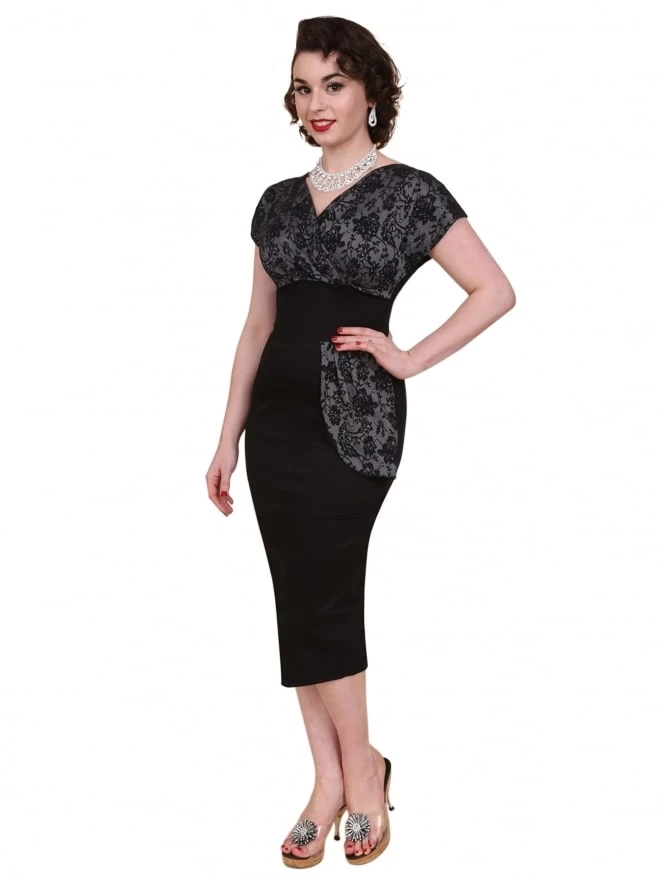 Jezebel Silver Lace Bust Sateen Dress 5 Jezebel Silver Lace Bust Sateen Dress - Image 3