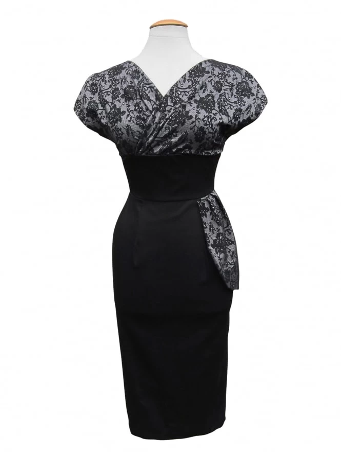 Jezebel Silver Lace Bust Sateen Dress 4 Jezebel Silver Lace Bust Sateen Dress - Image 2