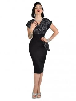 Jezebel Silver Lace Bust Sateen Dress