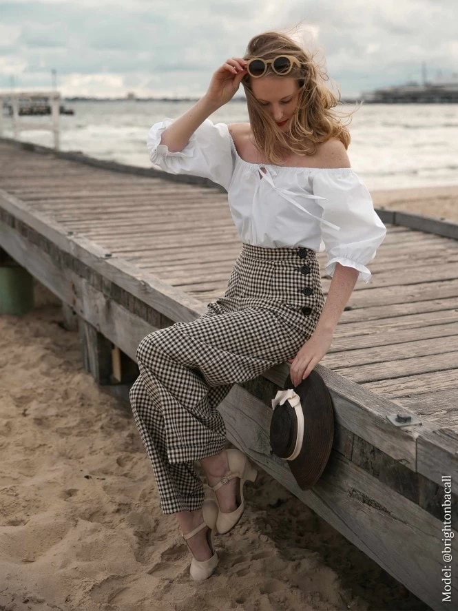 Katharine Trousers Black And Cream Gingham 4 Katharine Trousers Black And Cream Gingham - Image 2