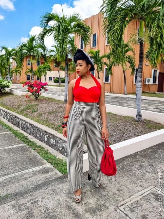 Katharine Trousers Black And Cream Gingham 3 Katharine Trousers Black And Cream Gingham