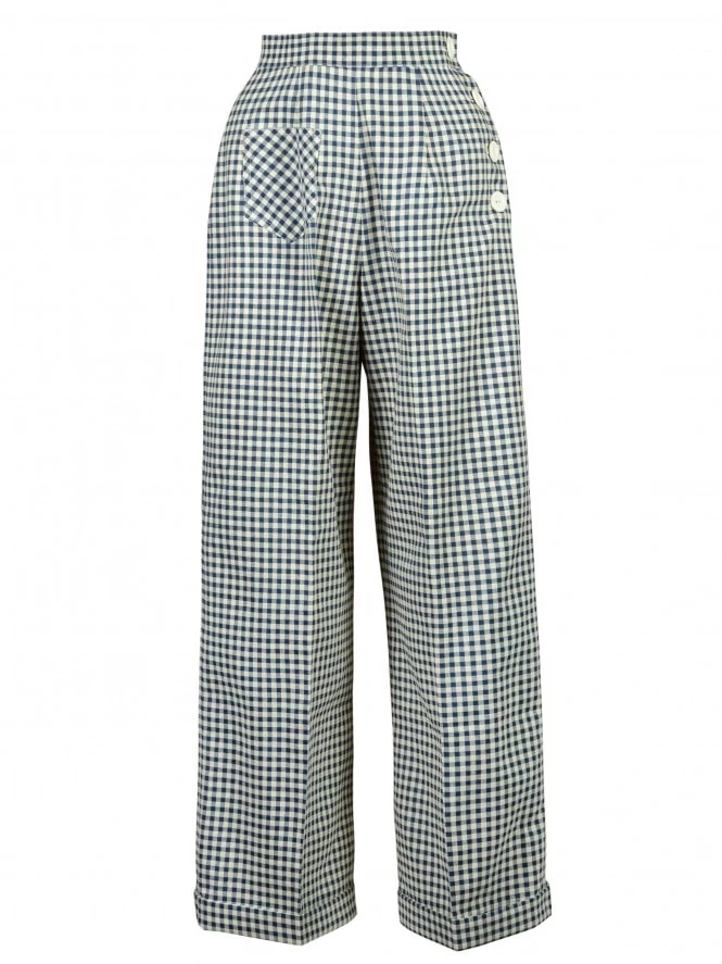 Katharine Trousers Blue And Cream Gingham 3 Katharine Trousers Blue And Cream Gingham