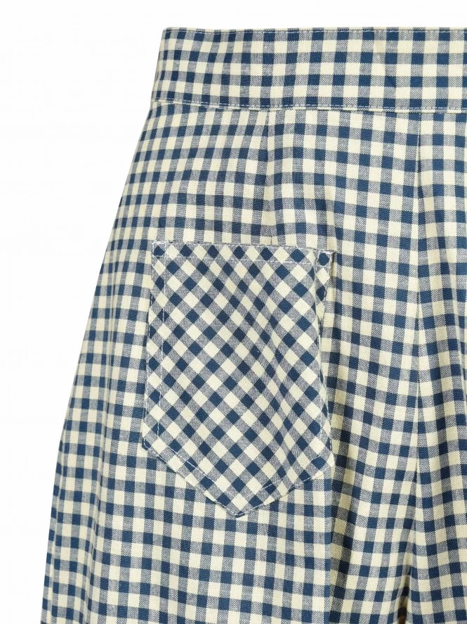 Katharine Trousers Blue And Cream Gingham 5 Katharine Trousers Blue And Cream Gingham - Image 3