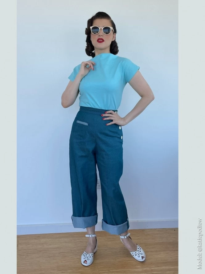 Katharine Trousers Denim Petrol 6 Katharine Trousers Denim Petrol - Image 4