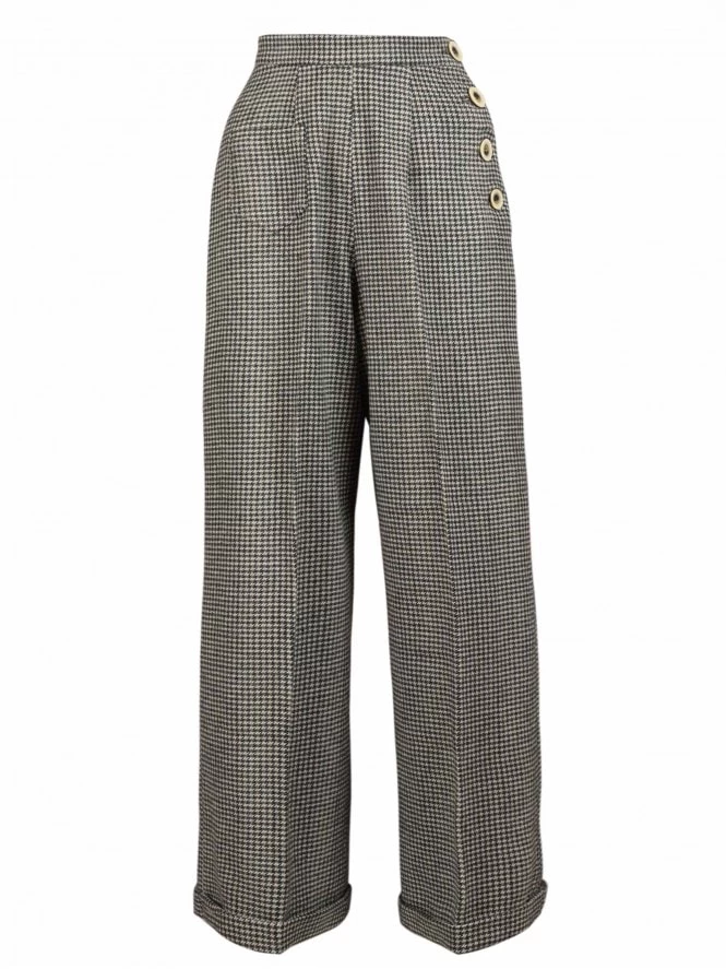Katharine Trousers Dogtooth Teal 4 Katharine Trousers Dogtooth Teal - Image 2