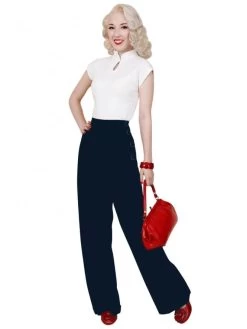 Katharine Trousers Navy Soft -Chic Apparel Shop katharine trousers navy soft p2254 11545 medium