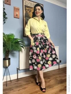 Kitty Skirt Chrysanthemum Black