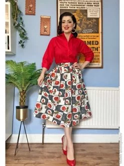 Kitty Skirt Rose Scribble