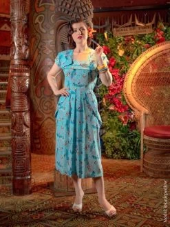 Lana 1940s Dress Angelfish Sky