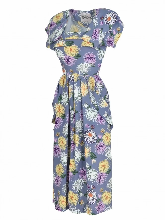 Lana 1940s Dress Chrysanthemum Lilac 5 Lana 1940s Dress Chrysanthemum Lilac - Image 3