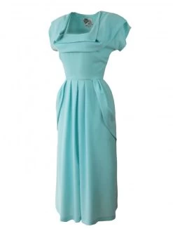 Lana 1940s Dress Crepe Duck Egg
