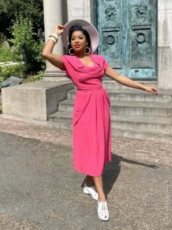 Lana 1940s Dress Crepe Geranium