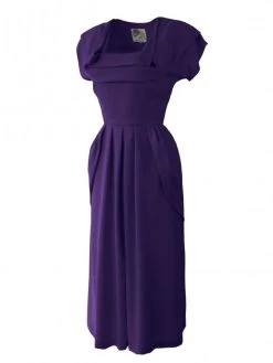 Lana 1940s Dress Crepe Purple