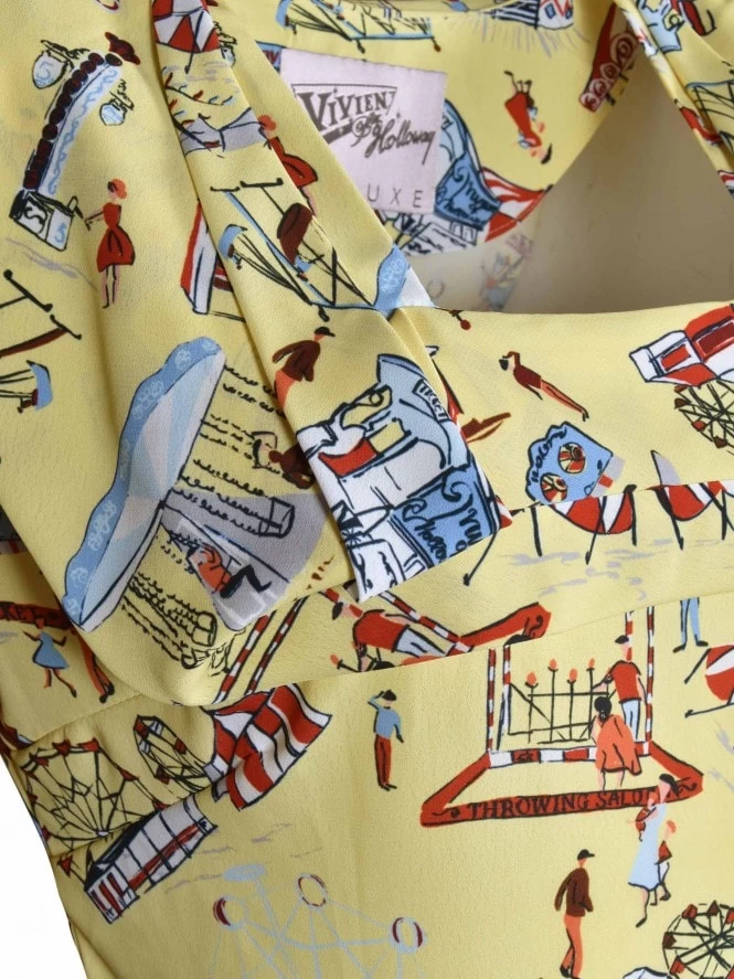 Lana 1940s Dress Fairground Yellow 4 Lana 1940s Dress Fairground Yellow - Image 2