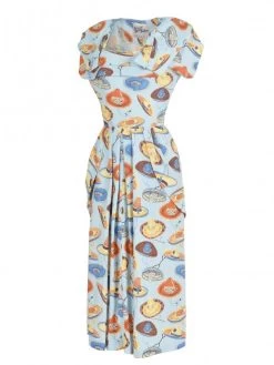 Lana 1940s Dress Sombrero Large Sky