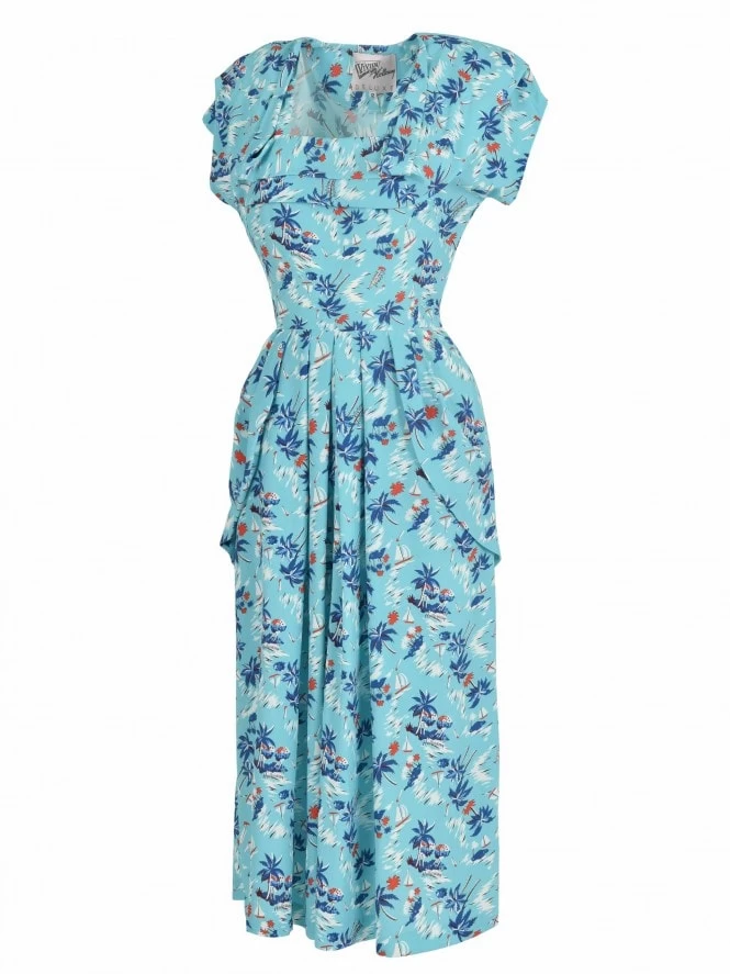 Lana 1940s Dress Tahiti Sky 6 Lana 1940s Dress Tahiti Sky - Image 4