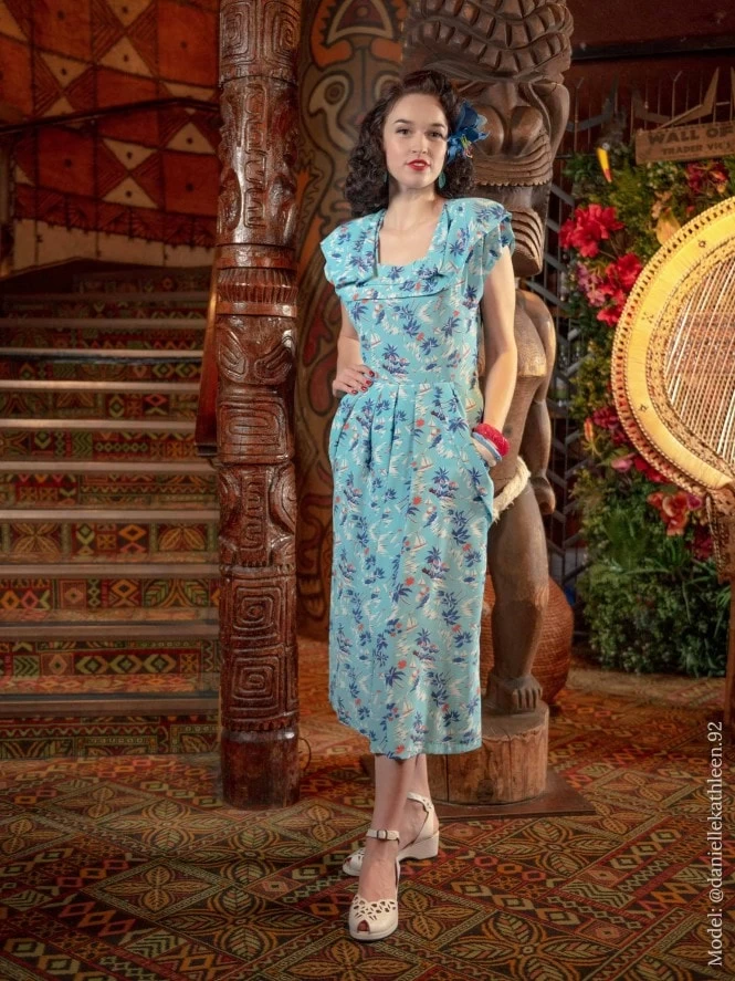 Lana 1940s Dress Tahiti Sky 3 Lana 1940s Dress Tahiti Sky