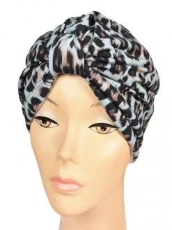 Leopardess Blue Towel Lined Turban