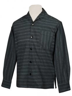 Men Long-Sleeved Blue Silver Shirt