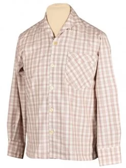 Men Long-Sleeved Check Cream Beige Shirt
