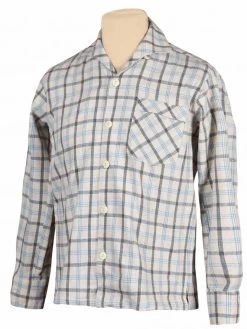 Men Long-Sleeved Cream Light Blue Shirt