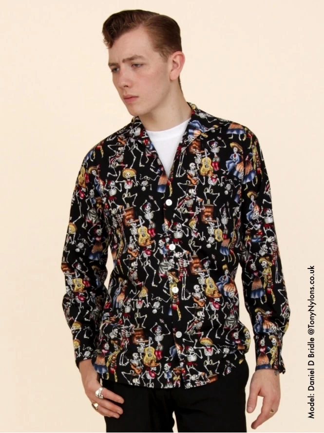 Men Long-Sleeved Day Of The Dead Shirt 5 Men Long-Sleeved Day Of The Dead Shirt - Image 3