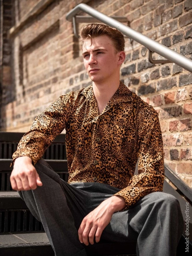 Men Long-Sleeved Leopard Shirt 4 Men Long-Sleeved Leopard Shirt - Image 2