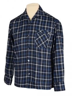 Men Long-Sleeved Navy Royal White Shirt