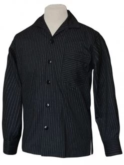 Men Long-Sleeved Striped Grey Gold Shirt