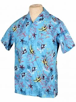 Men Short-Sleeved Angelfish Turquoise Shirt -Chic Apparel Shop men short sleeved angelfish turquoise shirt p5911 25942 medium