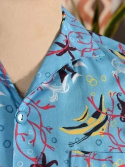 Men Short-Sleeved Angelfish Turquoise Shirt -Chic Apparel Shop men short sleeved angelfish turquoise shirt p5911 25943 medium