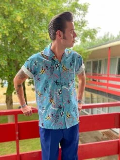 Men Short-Sleeved Angelfish Turquoise Shirt -Chic Apparel Shop men short sleeved angelfish turquoise shirt p5911 29251 medium