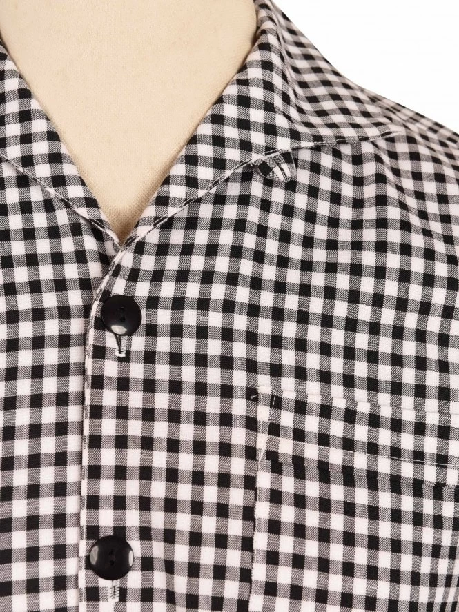 Men Short-Sleeved Black And White Gingham Shirt 4 Men Short-Sleeved Black And White Gingham Shirt - Image 2