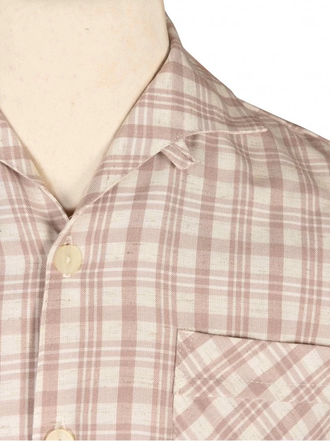 Men Short-Sleeved Check Beige Shirt 4 Men Short-Sleeved Check Beige Shirt - Image 2